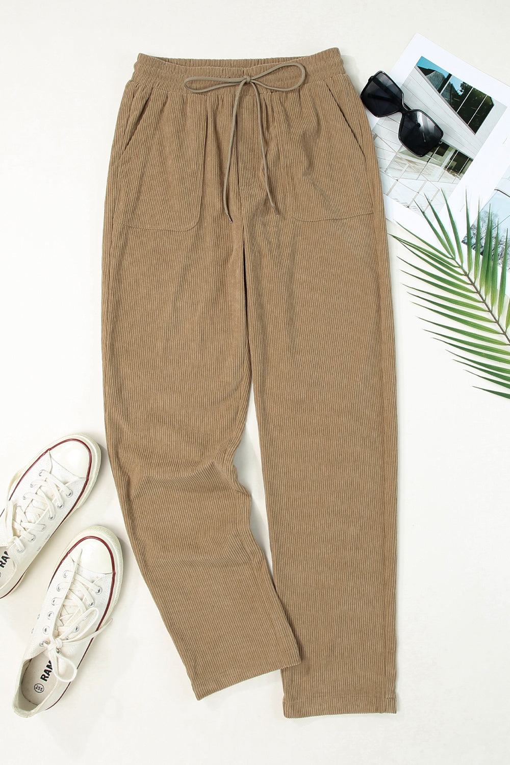 Drawstring Straight Pants with Pockets nicholesgifts