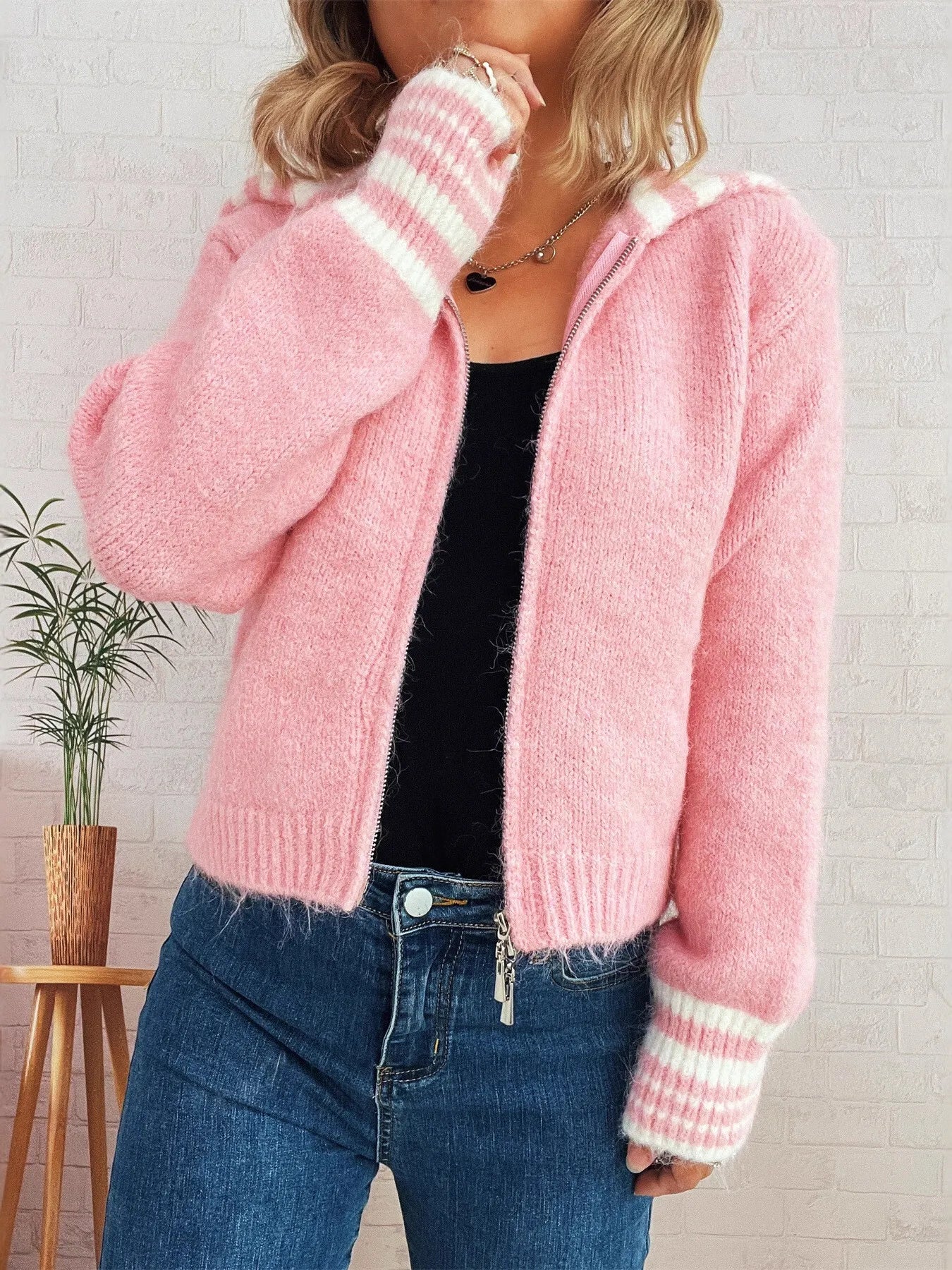 Striped Zip-Up Cardigan NicholesGifts