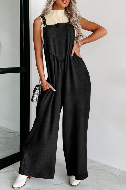 Square Neck Wide Strap Jumpsuit nicholesgifts