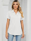 Women Johnny Collar Short Sleeve Blouse nicholesgifts