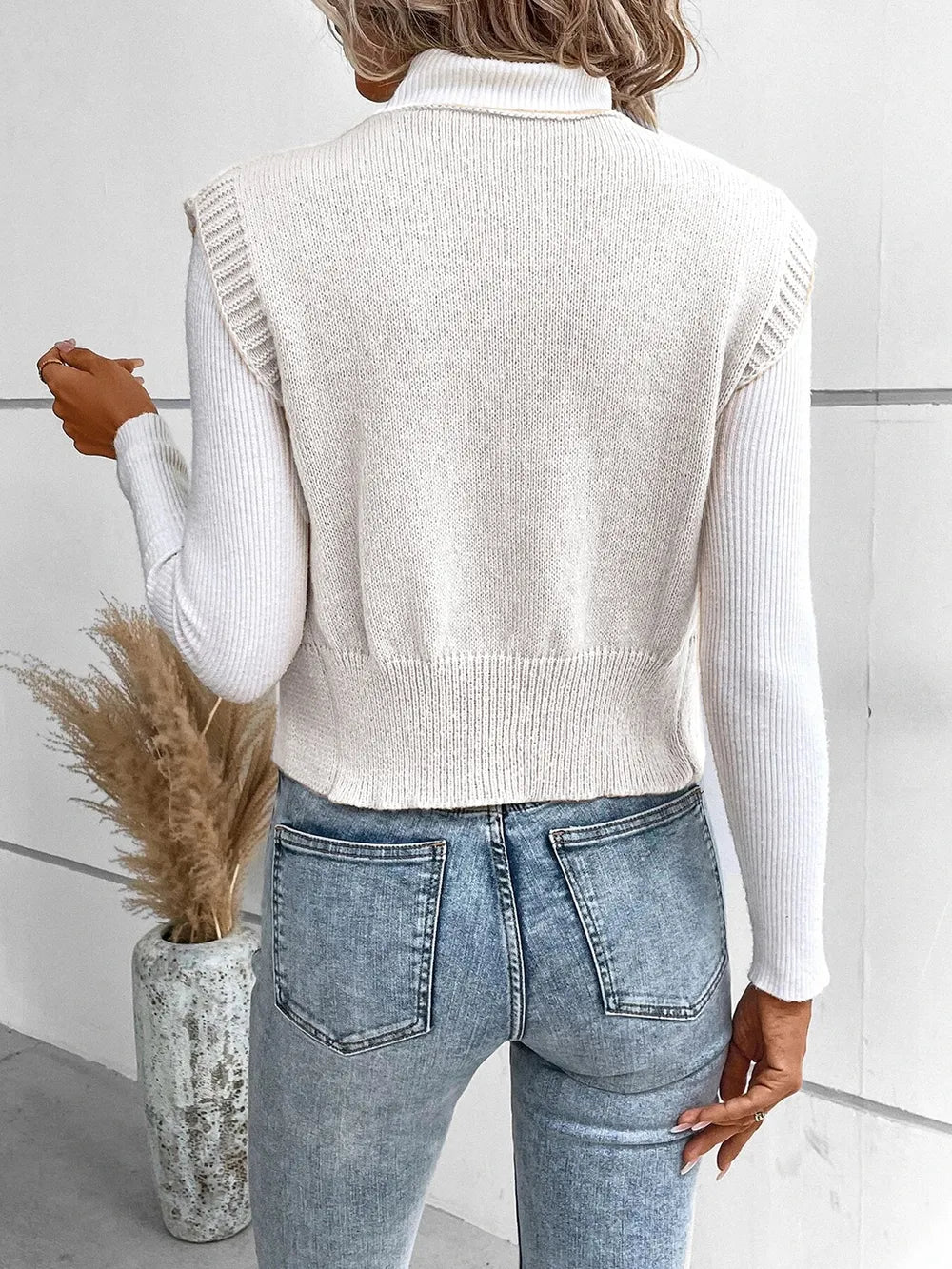 Full Size Button Up V-Neck Sweater Vest nicholesgifts