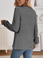 Striped Button Detail Long Sleeve Top nicholesgifts