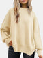 Round Neck Drop Shoulder Slit Sweater nicholesgifts