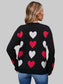 Women Angel Wings Heart Round Neck Long Sleeve Sweater nicholesgifts