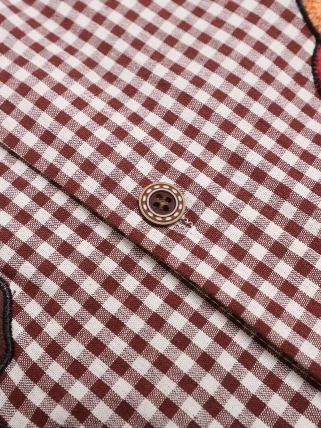 Men's Dog Patches Gingham Check Shirt NicholesGifts