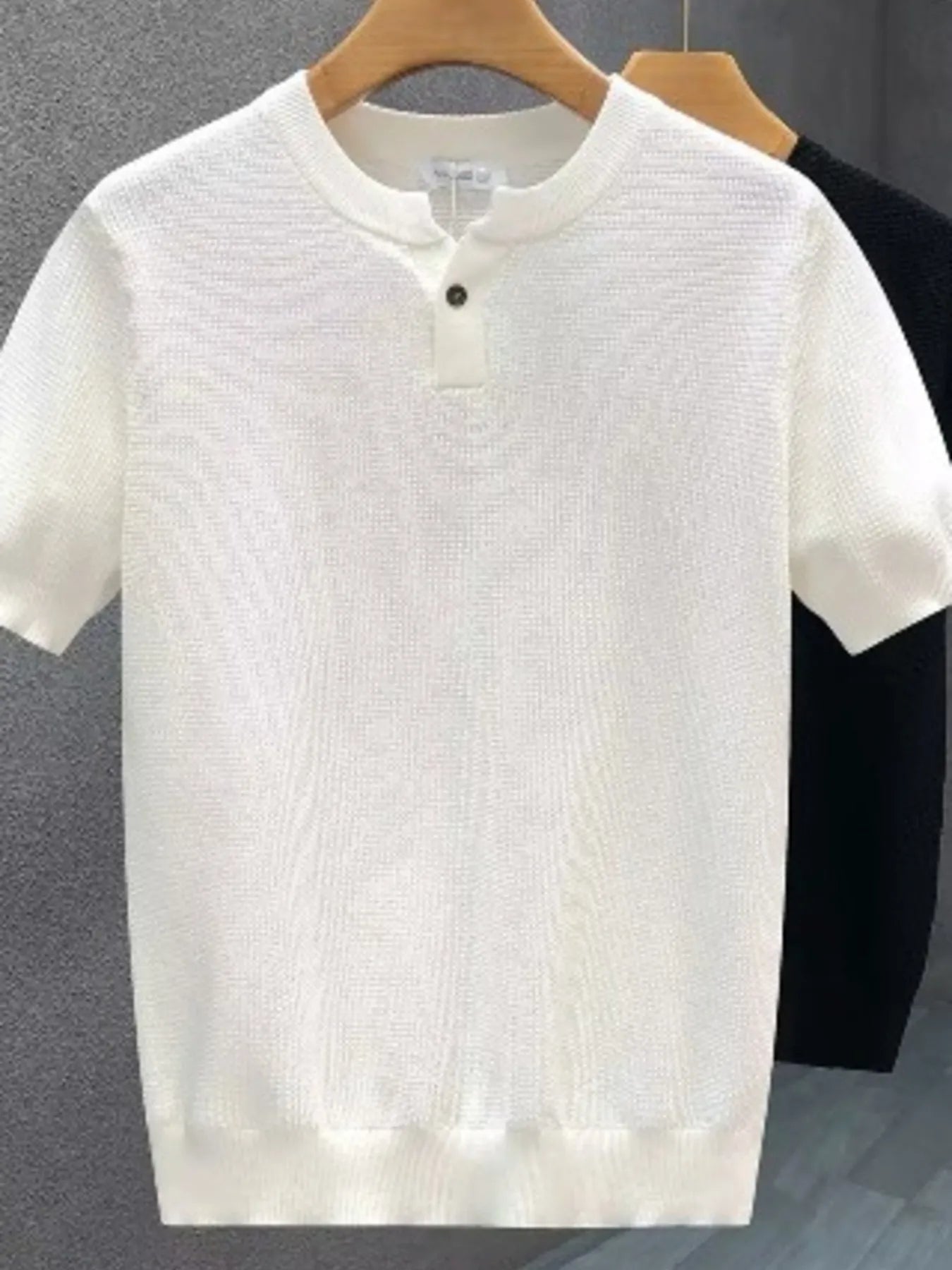 Men's Full Size Ribbed Henley Short Sleeve T-Shirt Plus Size Trendsi