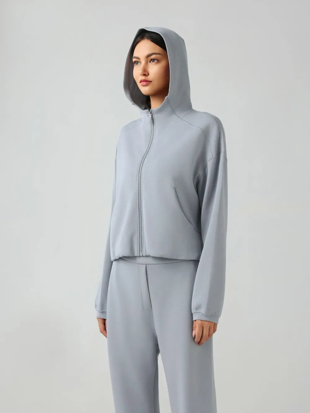 Millennia Zip Up Dropped Shouder Active Hooded nicholesgifts