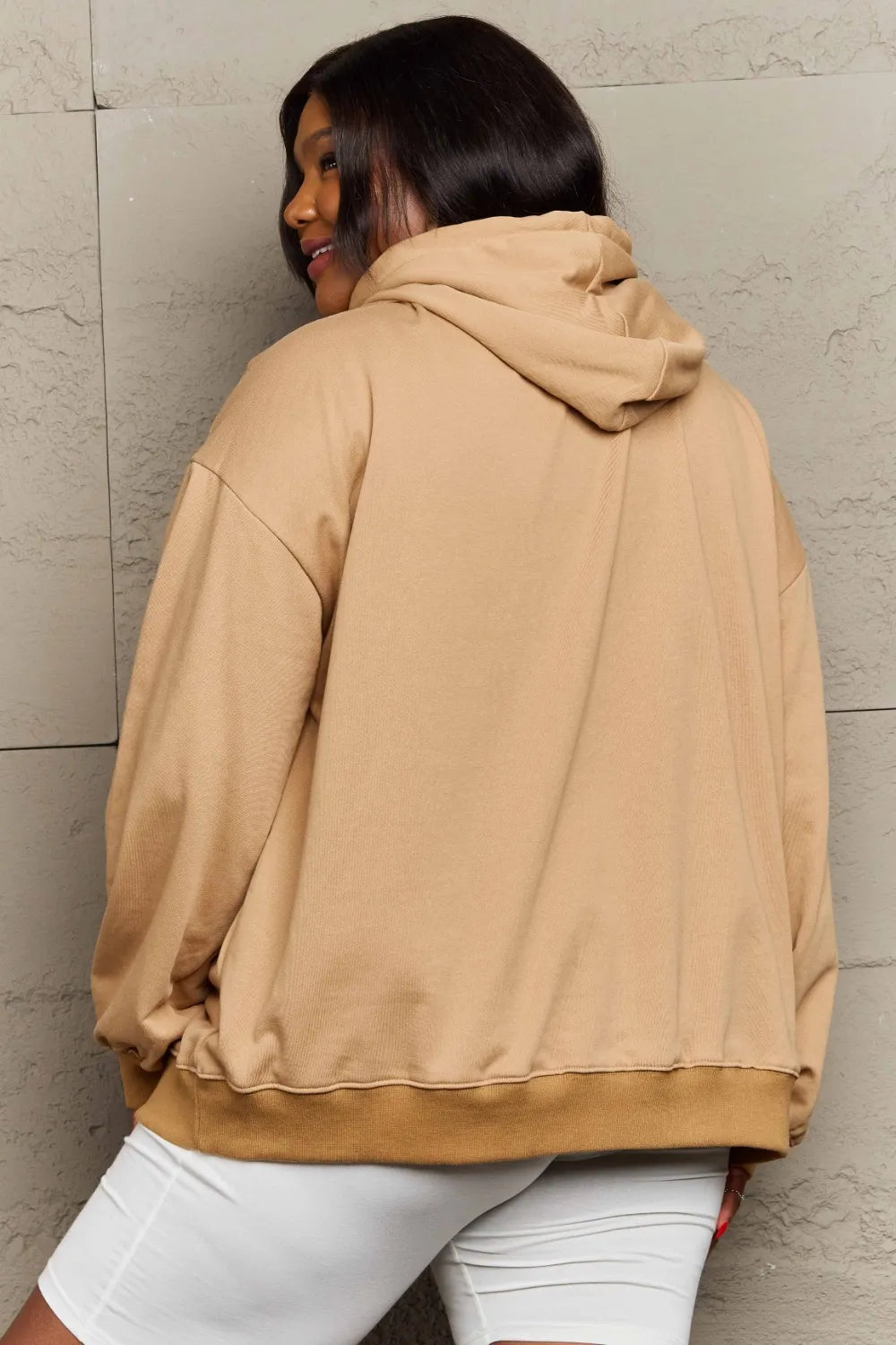 Full Size Long Sleeve Dropped Shoulder Hoodie Trendsi