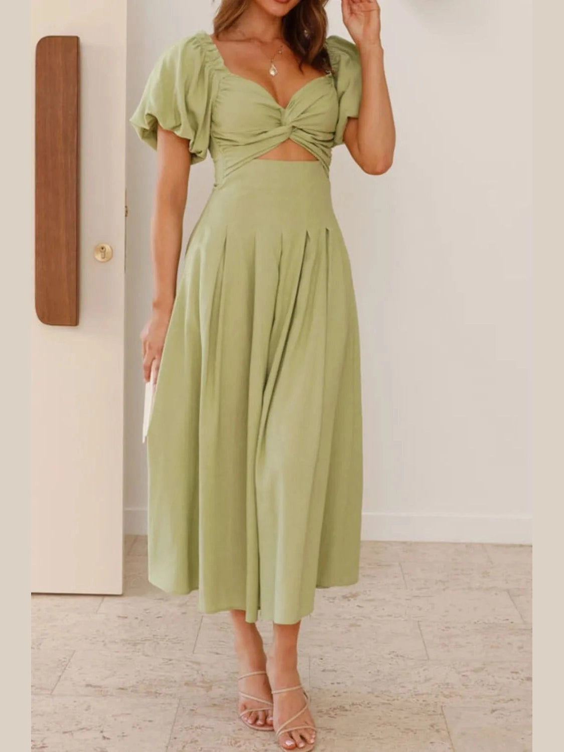 Sweetheart Neck Puff Sleeve Dress NicholesGifts