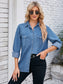Button Up Collared Neck Denim Jacket Trendsi