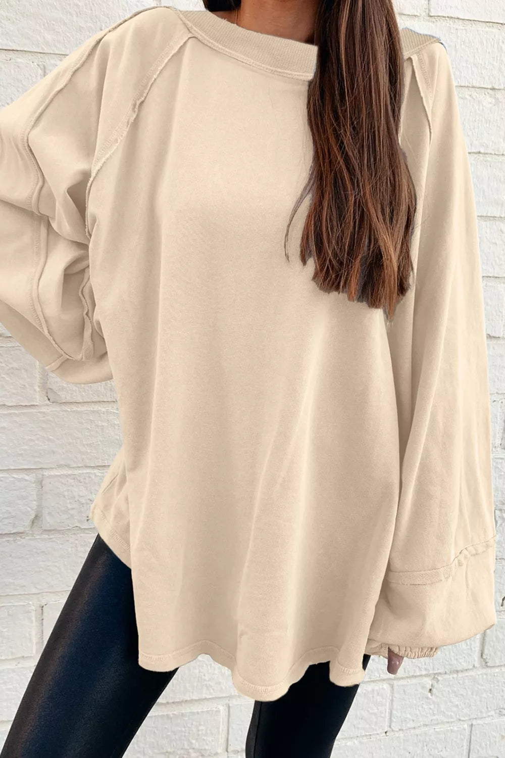 Oversized Long Sleeve Crewneck Sweatshirt nicholesgifts