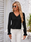 Applique V-Neck Flounce Sleeve T-Shirt nicholesgifts