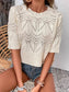 Openwork Round Neck Half Sleeve Sweater nicholesgifts