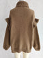 Women Ruffled Turtleneck Long Sleeve Sweater nicholesgifts