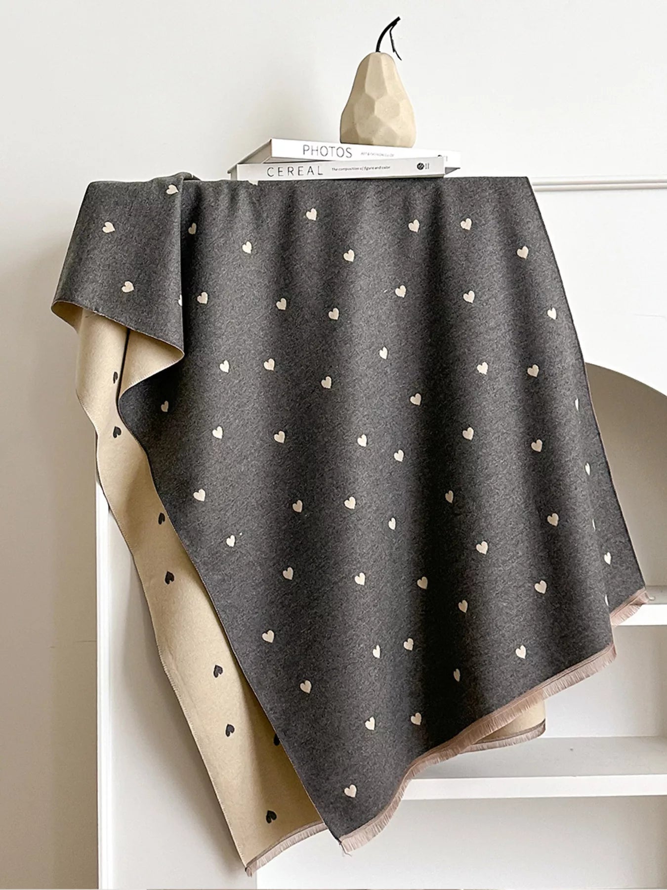 Women Heart Raw Hem Scarf For Valentine's Day Gift nicholesgifts