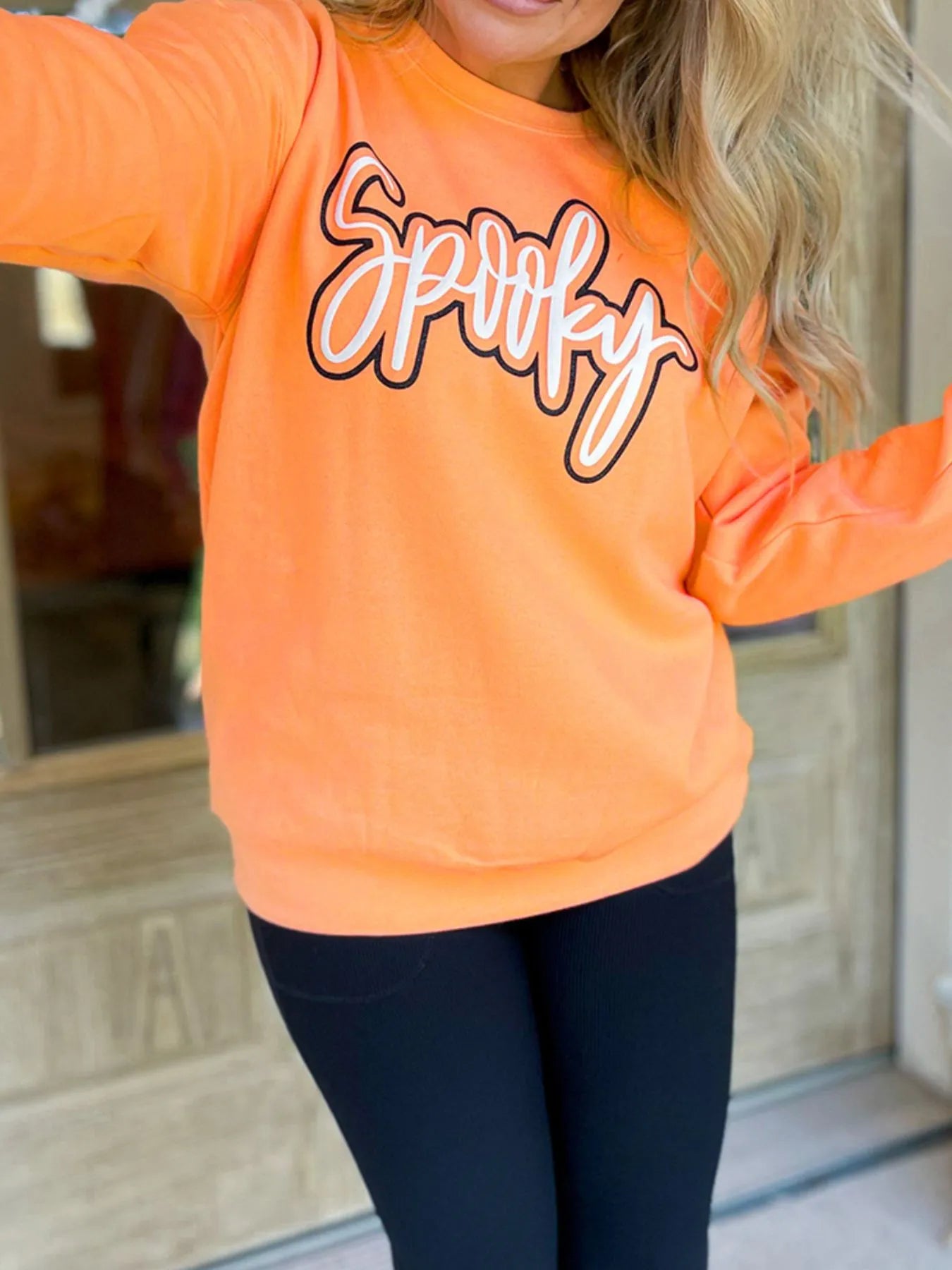 Spooky Round Neck Long Sleeve Sweatshirt