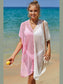 Double Take Openwork Contrast Slit Knit Cover Up nicholesgifts