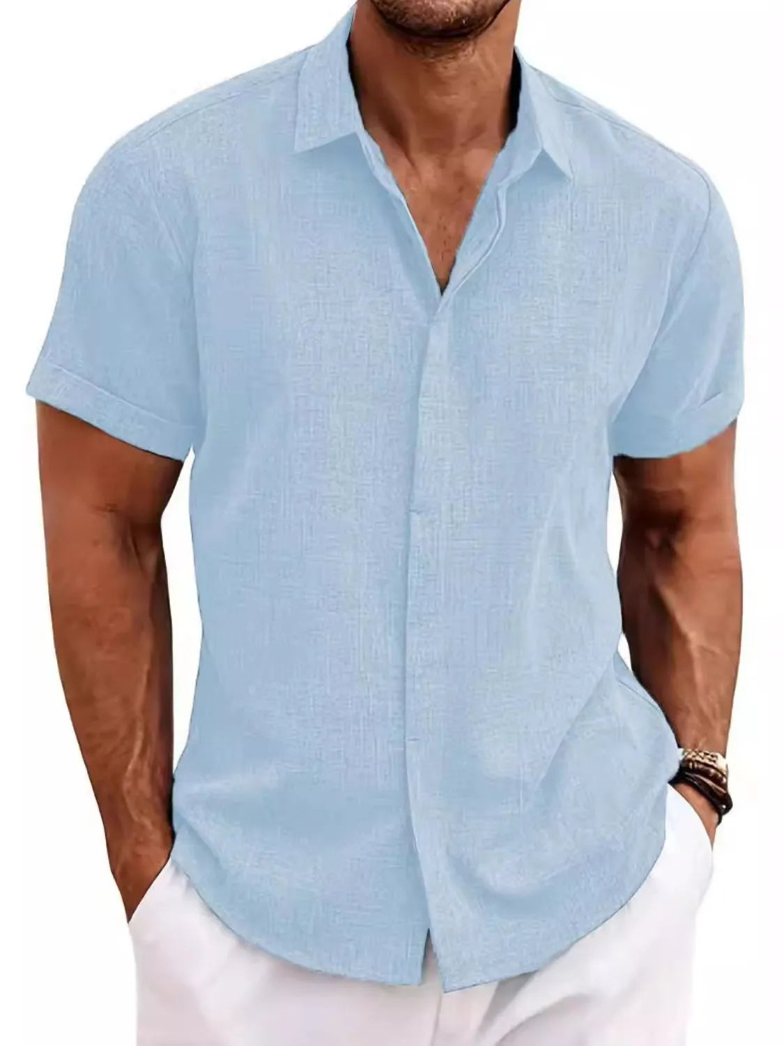 Men's Full Size Collared Neck Short Sleeve Shirt Plus Size NicholesGifts