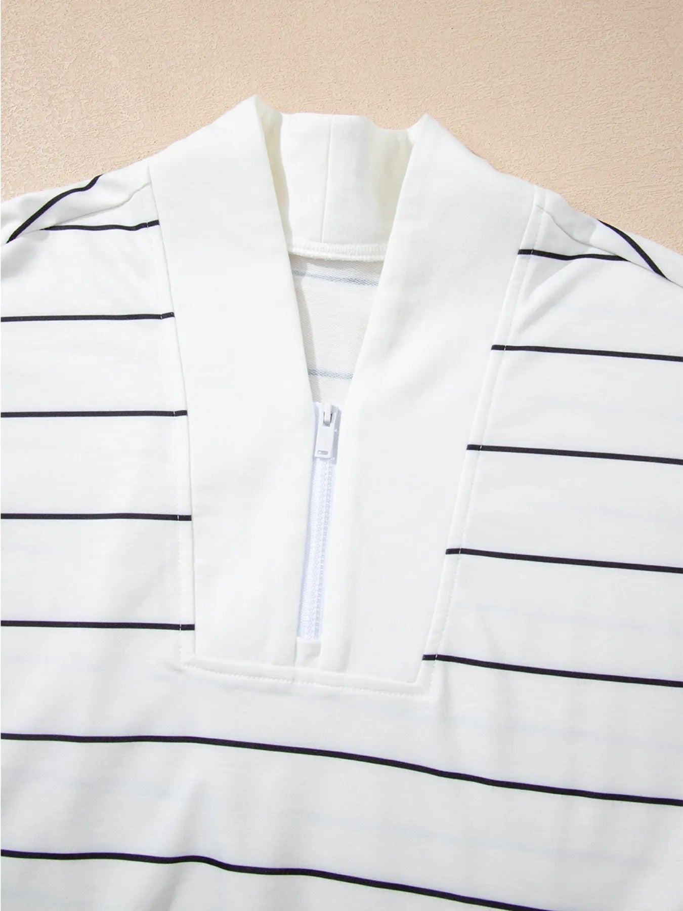 Striped Quarter Zip Sweatshirt with Relaxed Fit Trendsi