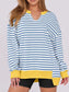 Women Notched Long Sleeve Oversized Sweatshirt nicholesgifts