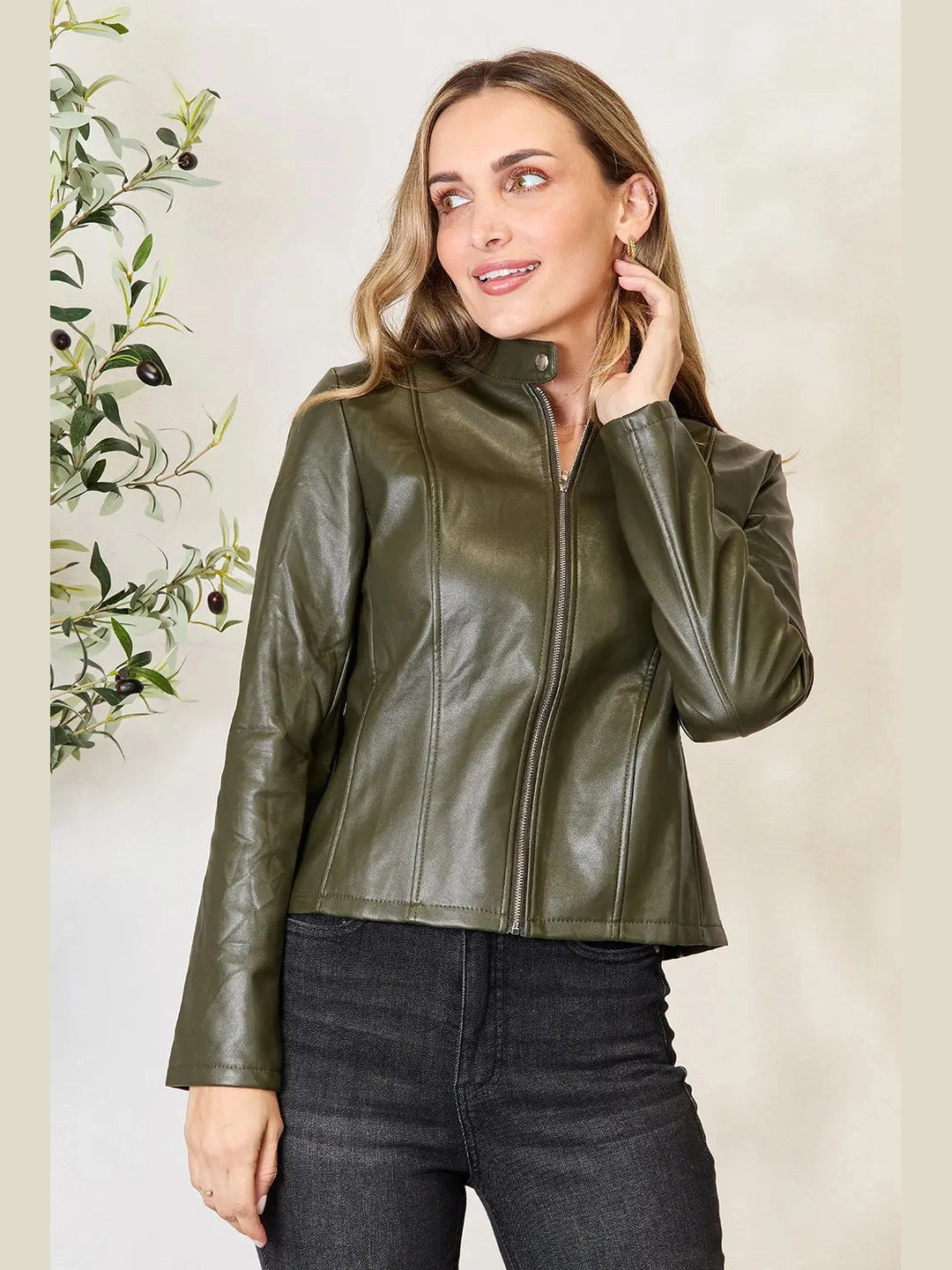 Mock Neck Zip Up Jacket nicholesgifts