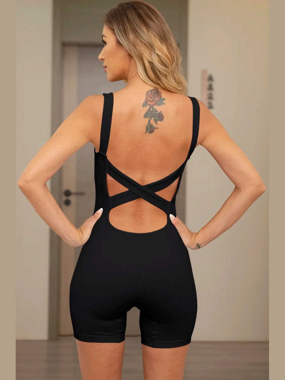 Crisscross Wide Strap Active Romper nicholesgifts