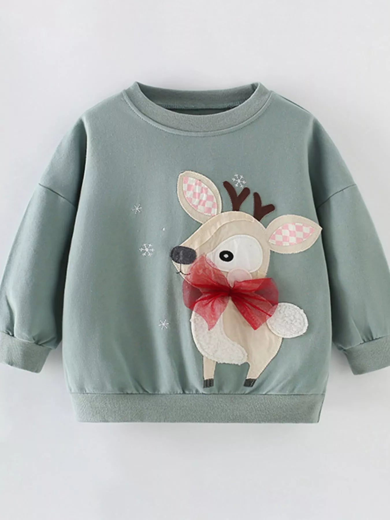 Children's Cute Reindeer Applique Sweatshirt Trendsi