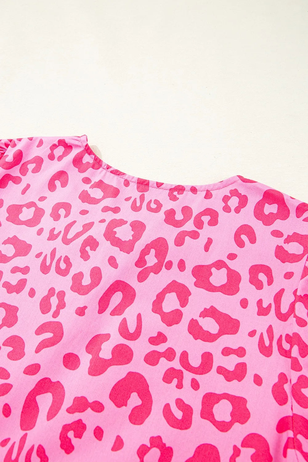 Leopard Tie Front Puff Sleeve Dress Trendsi