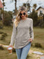 Ribbed Round Neck Long Sleeve Tee nicholesgifts