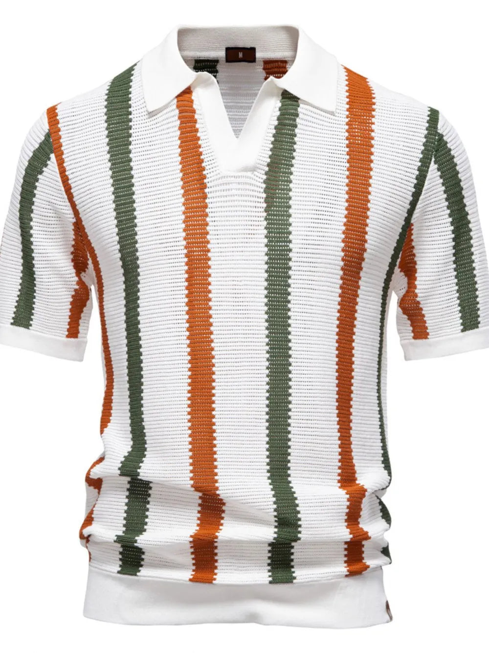 Men's Collared Neck Striped Knit Polo NicholesGifts