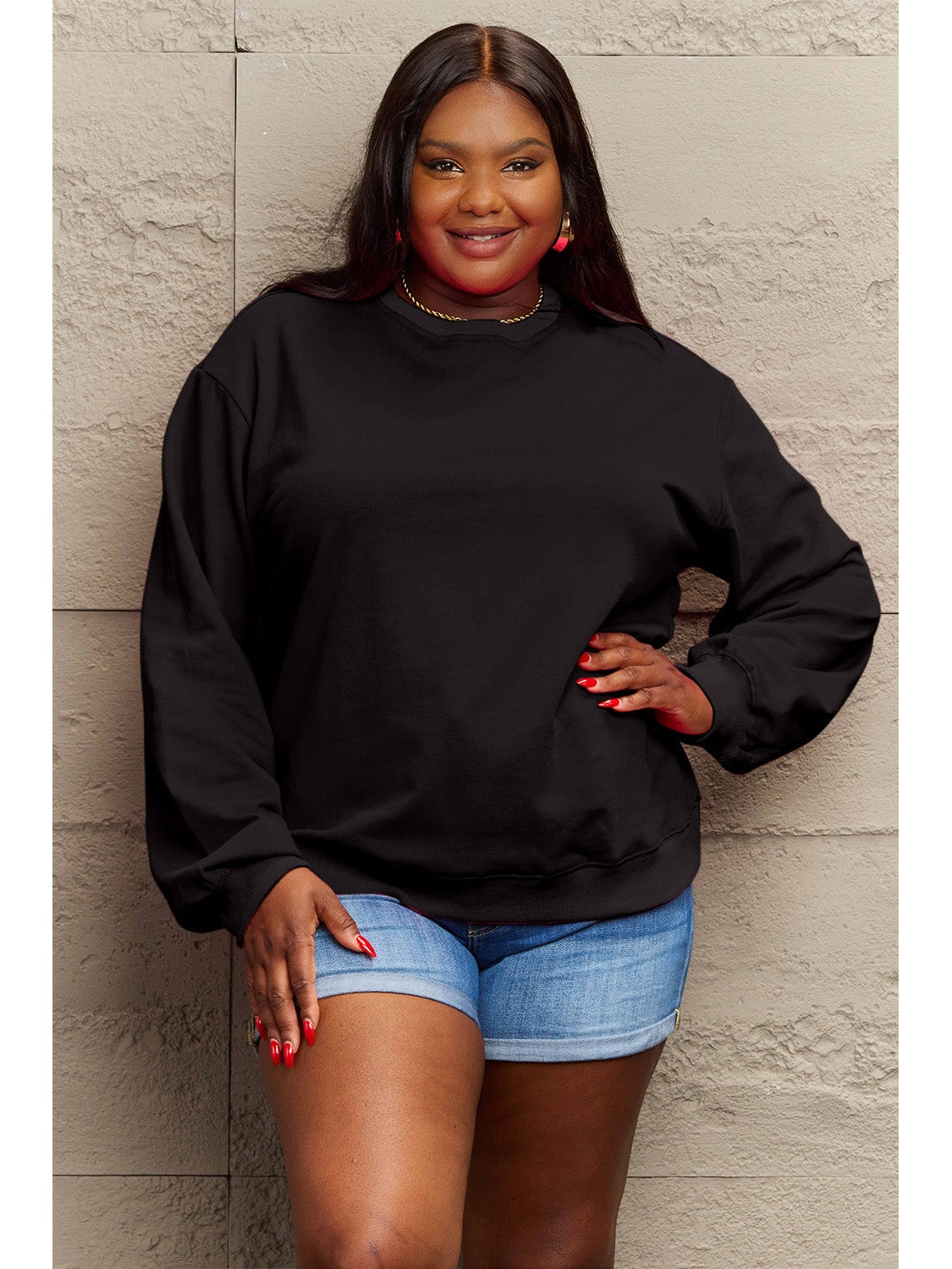 Simply Love Full Size IF I'M TOO MUCH THEN GO FIND LESS Round Neck Sweatshirt nicholesgifts