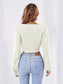 Bow V-Neck Long Sleeve Cropped Sweater nicholesgifts