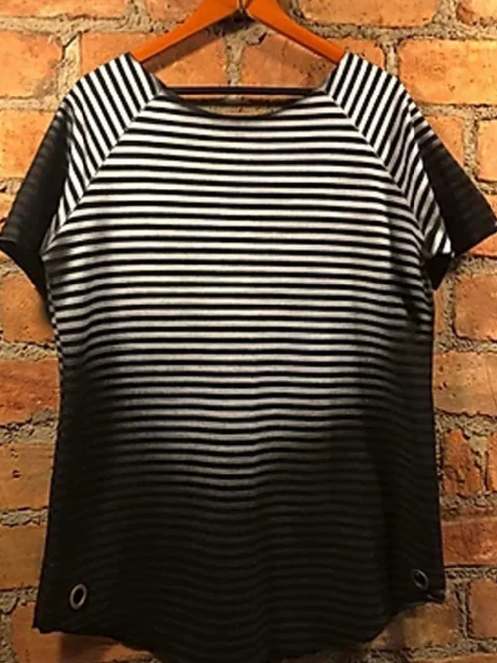 Men's Full Size Round Neck Short Sleeve Striped T-Shirt Plus Size NicholesGifts