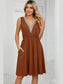Pocketed V-Neck Wide Strap Dress nicholesgifts