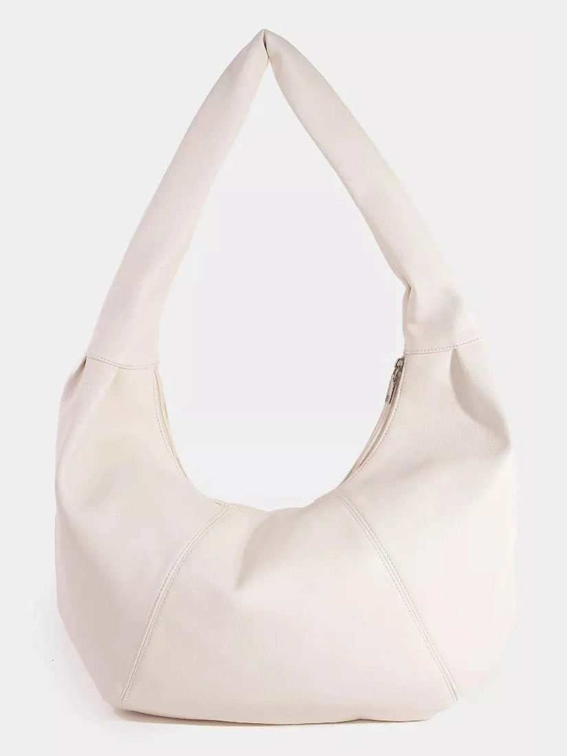 Fame Panel Stitch Crescent Leather Shoulder Bag nicholesgifts