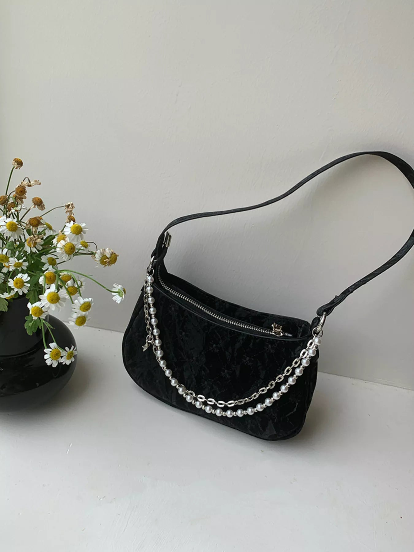 Pearl Chain Shoulder Bag nicholesgifts