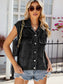 Pocketed Button Up Sleeveless Denim Jacket nicholesgifts