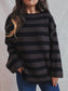 Striped Round Neck Long Sleeve Sweater nicholesgifts