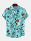 Men's Plus Size Floral Print Short Sleeve Button Down Casual Shirt nicholesgifts