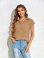 Women Swiss Dot Button Up Cap Sleeve Shirt nicholesgifts