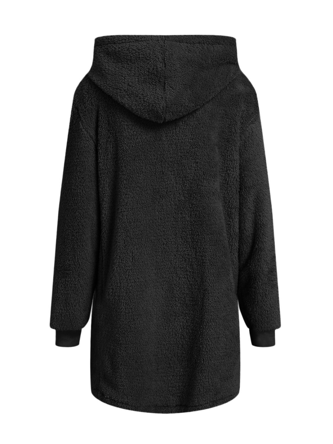 Fuzzy Pocketed Zip Up Long Sleeve Hooded Jacket NicholesGifts