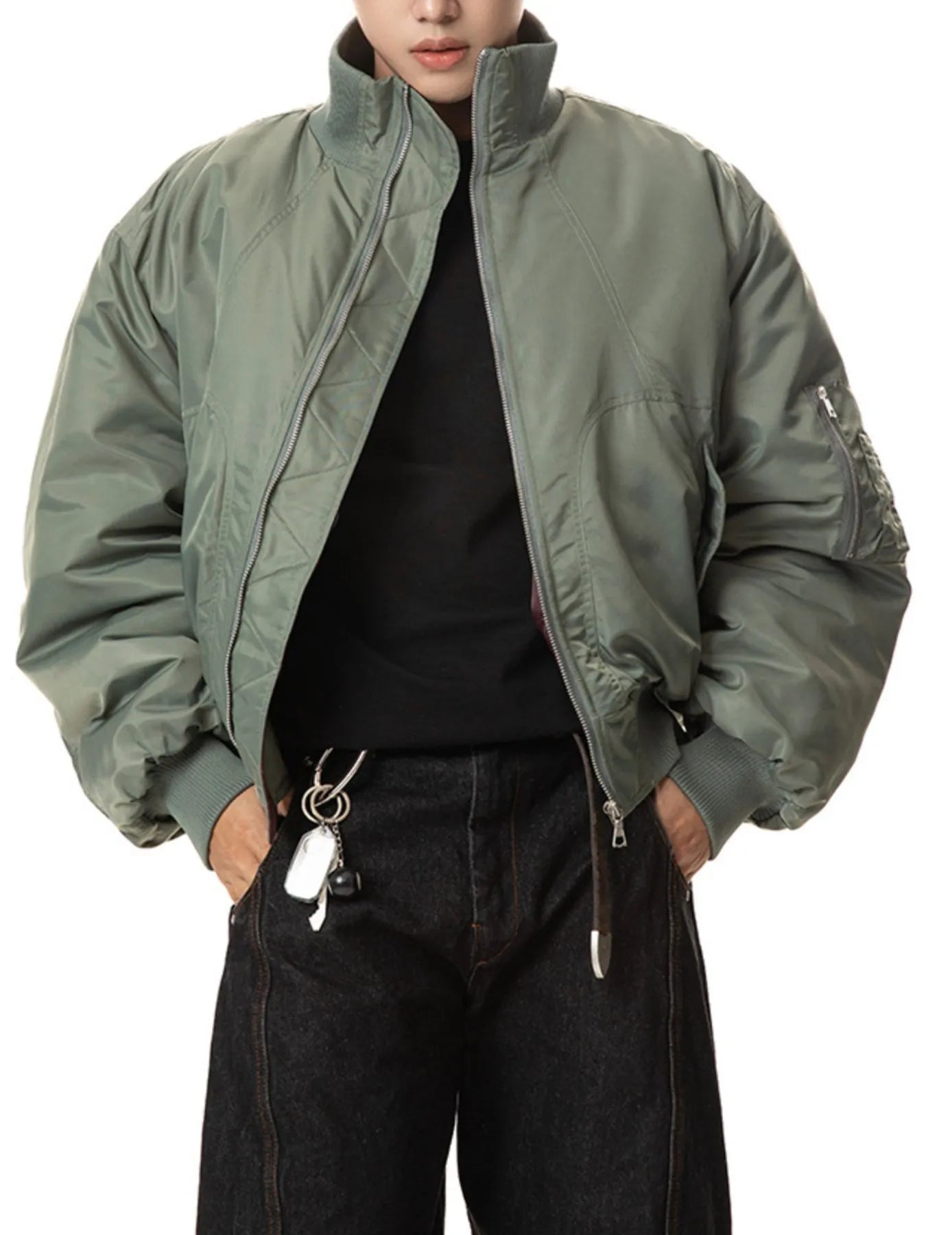 Men's Zip Up Long Sleeve Bomber Jacket NicholesGifts