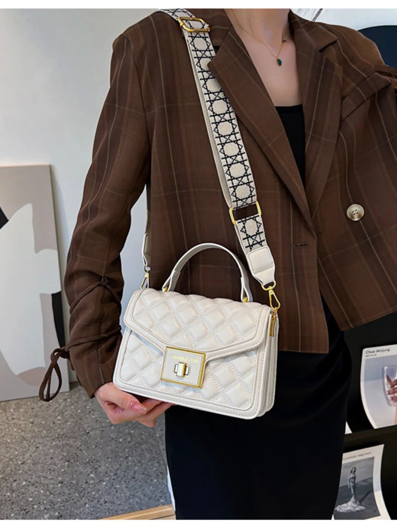 Quilted Adjustable Strap Shoulder Bag Trendsi