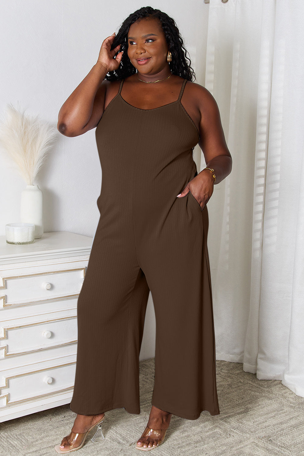 Basic Bae Full Size Spaghetti Strap V-Neck Jumpsuit nicholesgifts