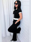 Contrast Trim Round Neck Top and Pants Set nicholesgifts