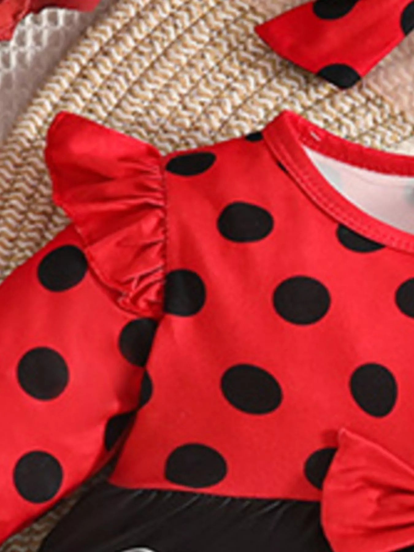 Children's Ladybug Print Ruffle Trim Top and Pants Set NicholesGifts