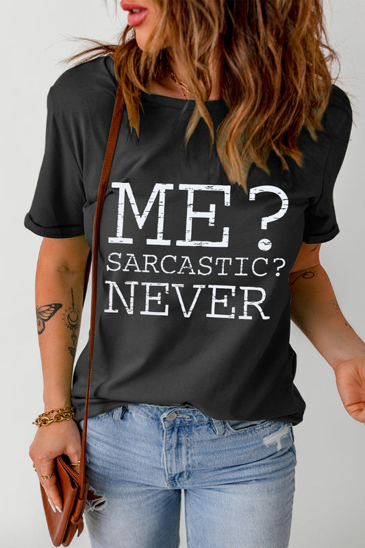 Letter Graphic Round Neck T-Shirt nicholesgifts