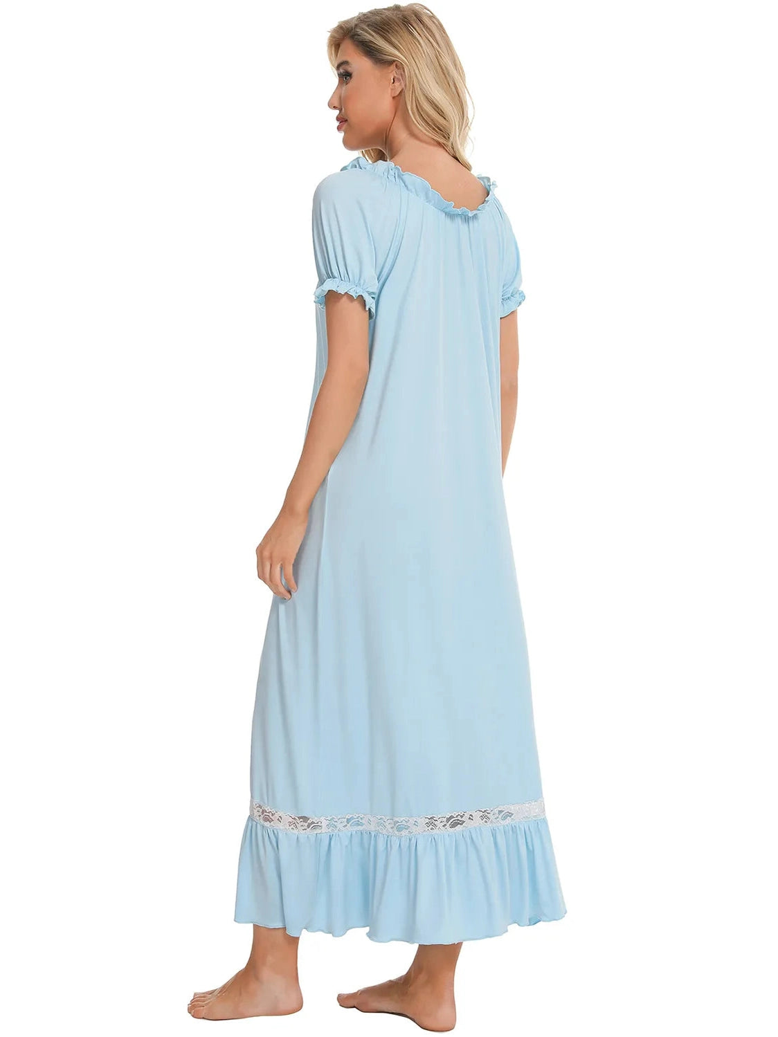 Lace Detail Short Sleeve Lounge Dress nicholesgifts