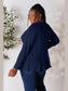 Double Take Half Button Long Sleeve Ruffle Hem Blouse nicholesgifts