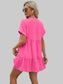 Women Ruched Tiered V-Neck Short Sleeve Mini Dress nicholesgifts